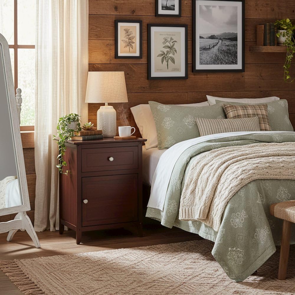 FurniFact Farmhouse Nightstand with Storage 🛏️