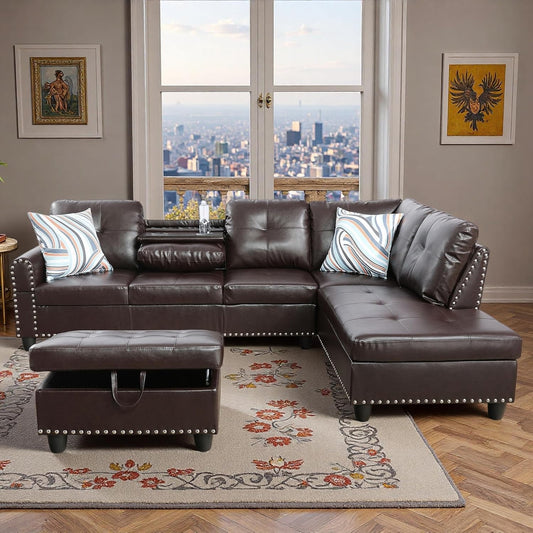 Topcomfy Leather Sectional Sofa 🛋️